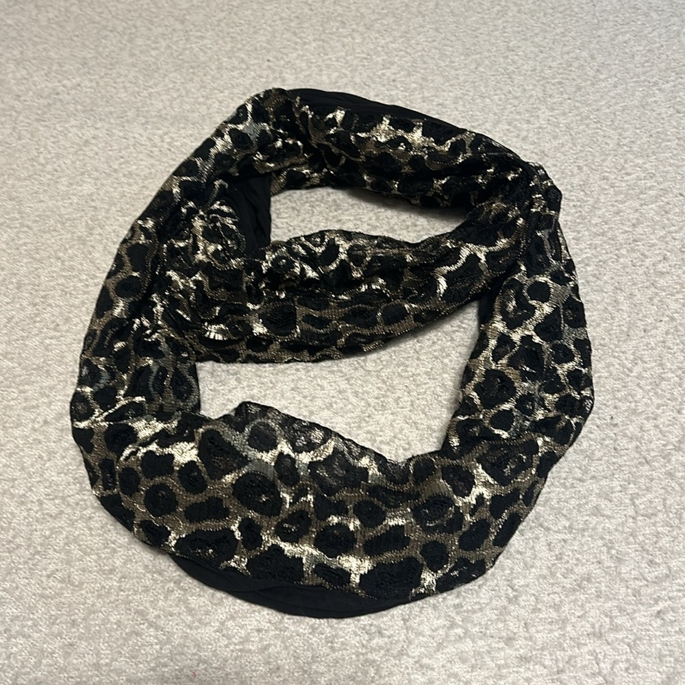 EXPRESS | black and gold leopard & jersey infinity scarf